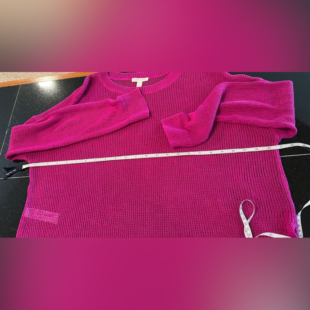 Eileen Fisher 100% Organic Linen Open Knit Sweater-side Slits- -berry- sz .Med - Picture 9 of 16